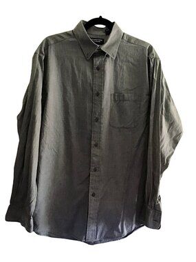 ROUNDTREE & YORKEE--MENS GREY BUTTON DOWN LONG SLEEVE 100% COTTON SHIRT SIZE L